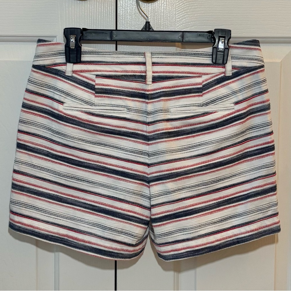 Loft Mid Rise 6 Shorts Striped Red/White/Blue 100% Cotton Size 4 - Picture 2 of 13